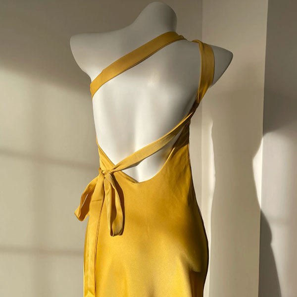 Kara Elegant Backless Satin Slip Evening Dress