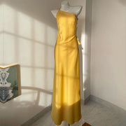 Kara Elegant Backless Satin Slip Evening Dress