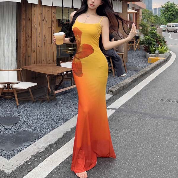 Brenda Spaghetti Strap Floral Maxi Dress