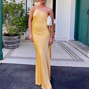 Kara Elegant Backless Satin Slip Evening Dress
