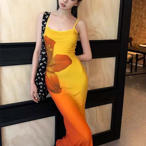 Brenda Spaghetti Strap Floral Maxi Dress