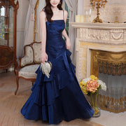 Sora Celestial Navy Tiered Ruffles Maxi Dress