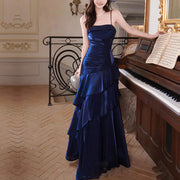 Sora Celestial Navy Tiered Ruffles Maxi Dress