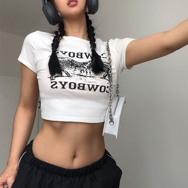 Kira Cowboys Cropped Graphic Tee