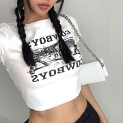 Kira Cowboys Cropped Graphic Tee