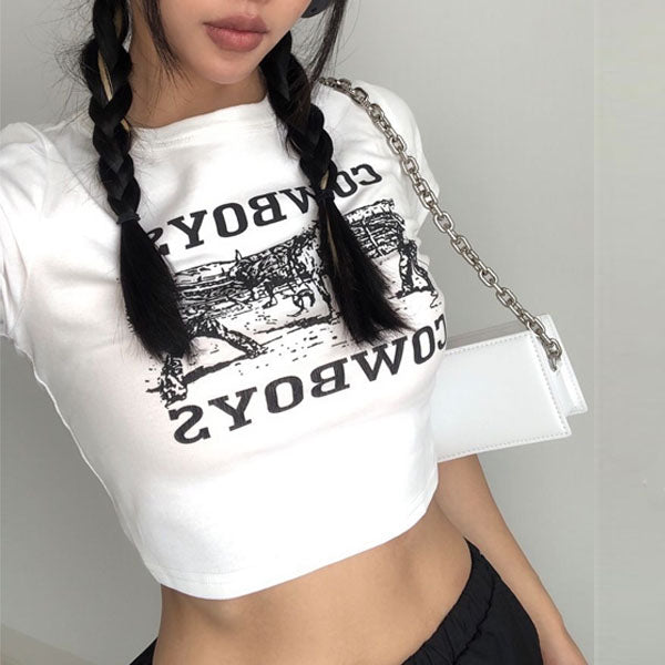Kira Cowboys Cropped Graphic Tee