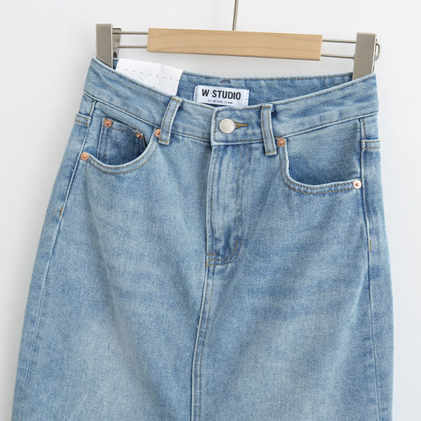 Amelia Light Wash Denim Maxi Skirt
