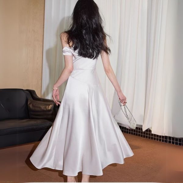 Valentina Elegant Ivory Draped Off Shoulder Evening Dress XS Valentina Elegant Ivory Draped Off Shoulder Evening Dress XS
