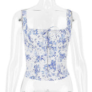 Kristin Floral Print Bustier Sleeveless Top