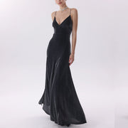 Lauren Elegance Velvet Lace-Up Back Evening Dress