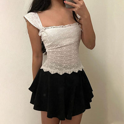 Maddie White Lace Embroidery Sleeveless Top