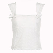 Maddie White Lace Embroidery Sleeveless Top