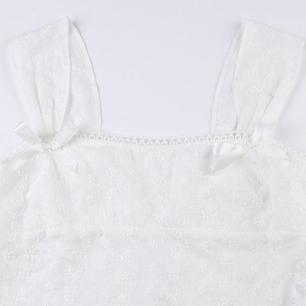 Maddie White Lace Embroidery Sleeveless Top