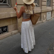 Alexia White Floral Eyelet Print Maxi Skirt