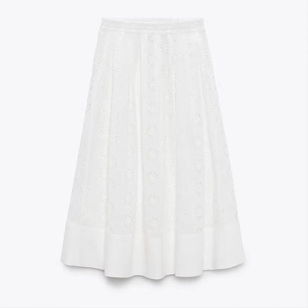 Alexia White Floral Eyelet Print Maxi Skirt