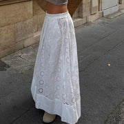 Alexia White Floral Eyelet Print Maxi Skirt