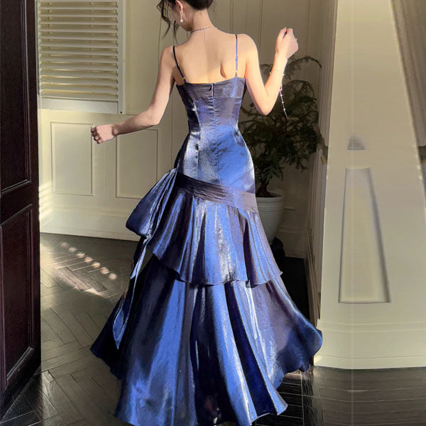 Pamela Royal Blue Enchanting Ruffled Tiered Maxi Dress XS Pamela Royal Blue Enchanting Ruffled Tiered Maxi Dress XS