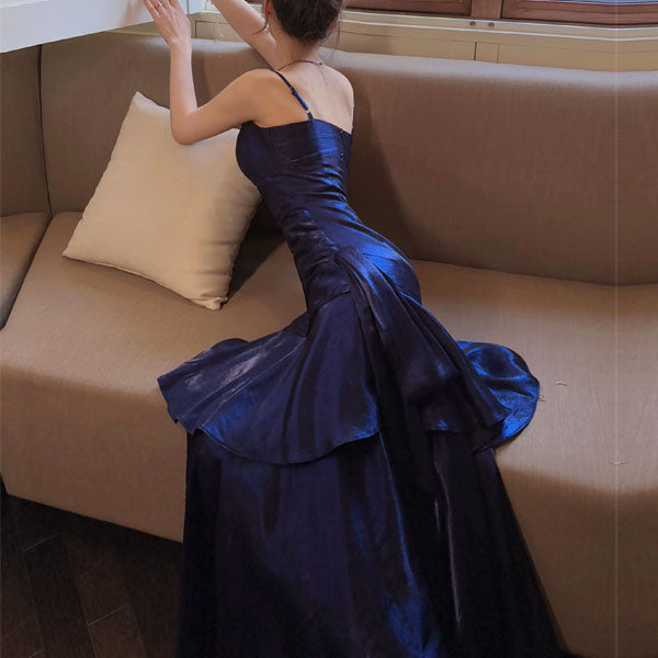 Pamela Royal Blue Enchanting Ruffled Tiered Maxi Dress XS Pamela Royal Blue Enchanting Ruffled Tiered Maxi Dress XS