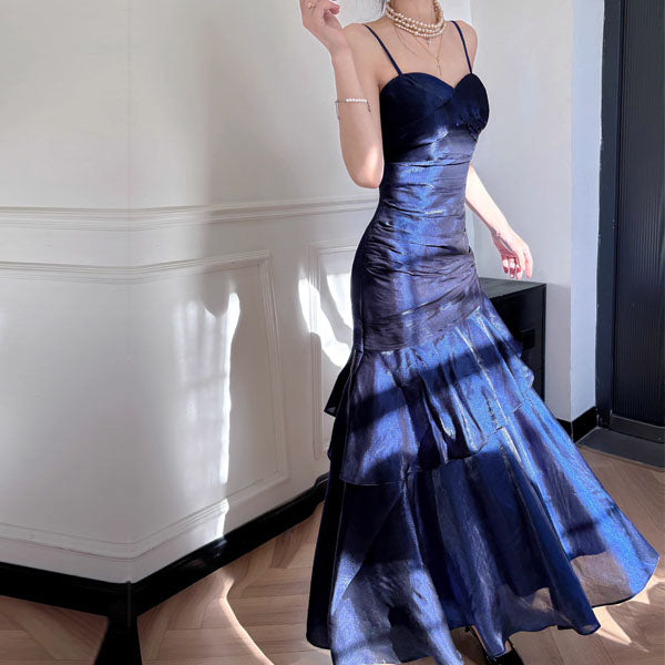 Pamela Royal Blue Enchanting Ruffled Tiered Maxi Dress XS Pamela Royal Blue Enchanting Ruffled Tiered Maxi Dress XS
