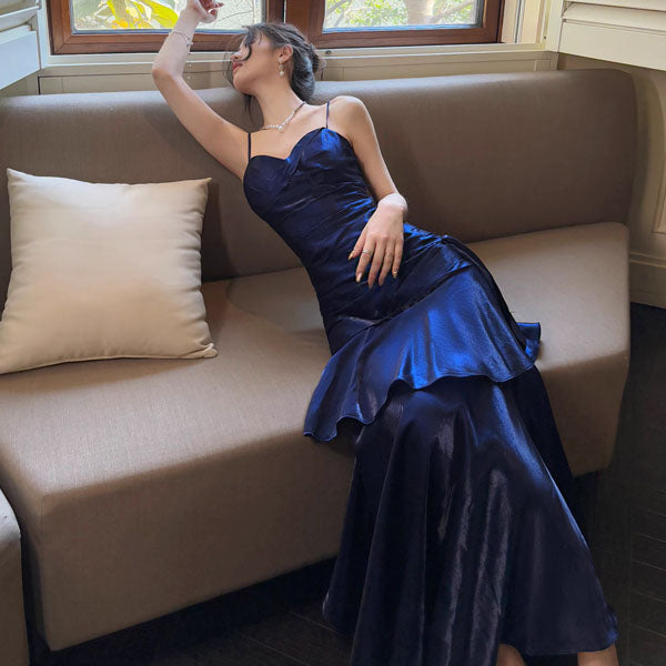 Pamela Royal Blue Enchanting Ruffled Tiered Maxi Dress