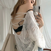 Kendra Oversize Criss Cross Back Light Knit Top
