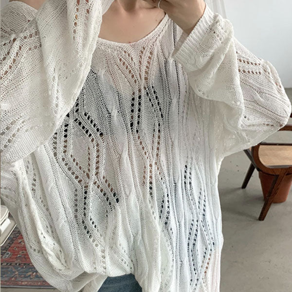Kendra Oversize Criss Cross Back Light Knit Top