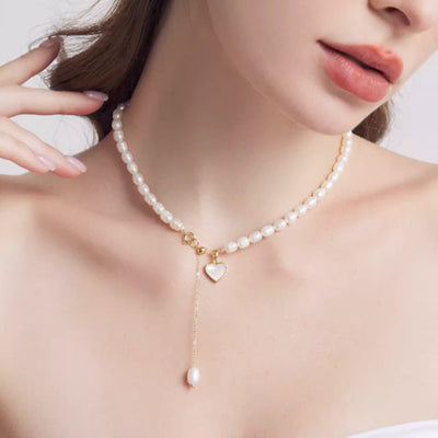 Harper Freshwater Pearl Heart Pendant Chain