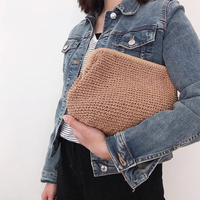 Diane Woven Raffia Clutch Bag