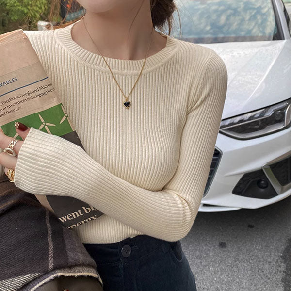 Karlie Ribbed Knit long Sleeve Sweater Top