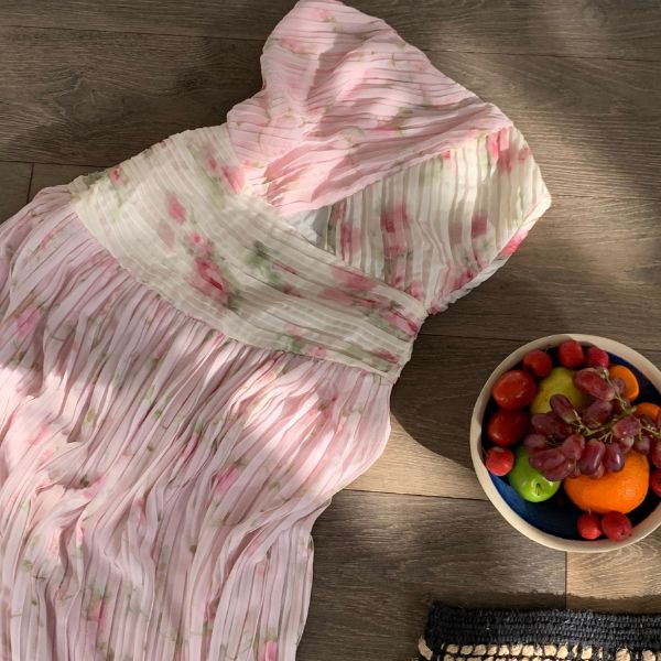 Krissy Romantic Pink Flora Strapless Dress