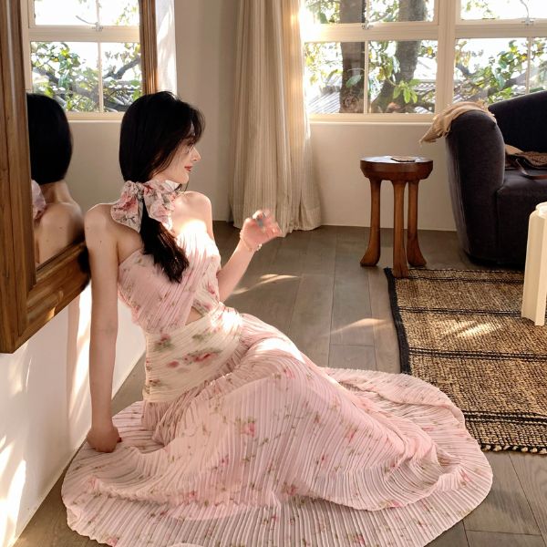 Krissy Romantic Pink Flora Strapless Dress