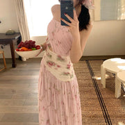 Krissy Romantic Pink Flora Strapless Dress