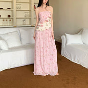 Krissy Romantic Pink Flora Strapless Dress