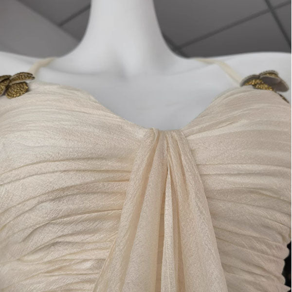 Aurelia Ivory Elegant Gold Embellished Evening Dress