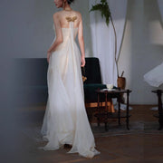 Aurelia Ivory Elegant Gold Embellished Evening Dress