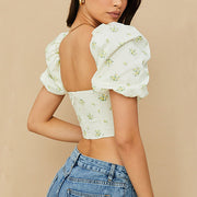 Victoria Floral Print Bustier Crop Top