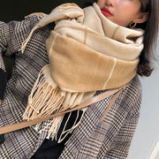 Maggie Plaid Tassel Shawl
