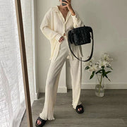 Francis Pleated Long Sleeve Shirt & Pants Set
