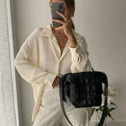 Francis Pleated Long Sleeve Shirt & Pants Set