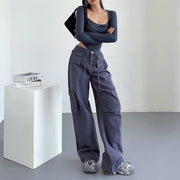 Danni Mid Rise Straight Leg Cargo Pants