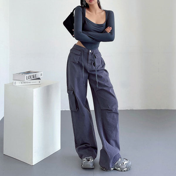 Danni Mid Rise Straight Leg Cargo Pants