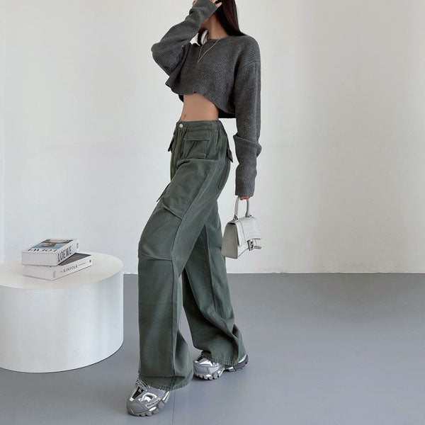 Danni Mid Rise Straight Leg Cargo Pants