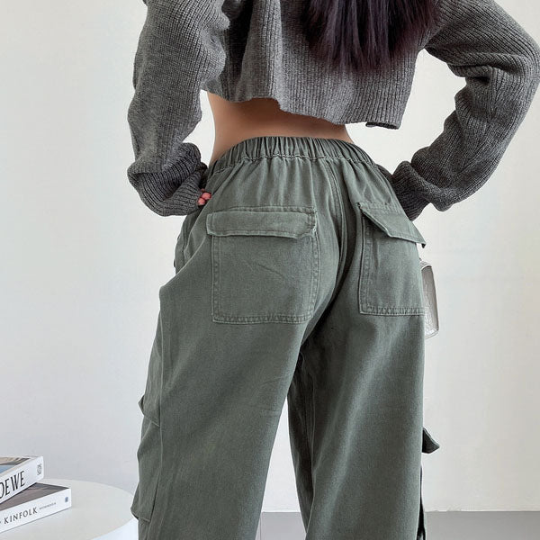 Danni Mid Rise Straight Leg Cargo Pants