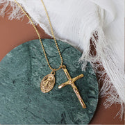 Cross with Mary Medallion Necklace