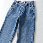 Tania High Rise Front Slit Straight Leg Denim Jeans