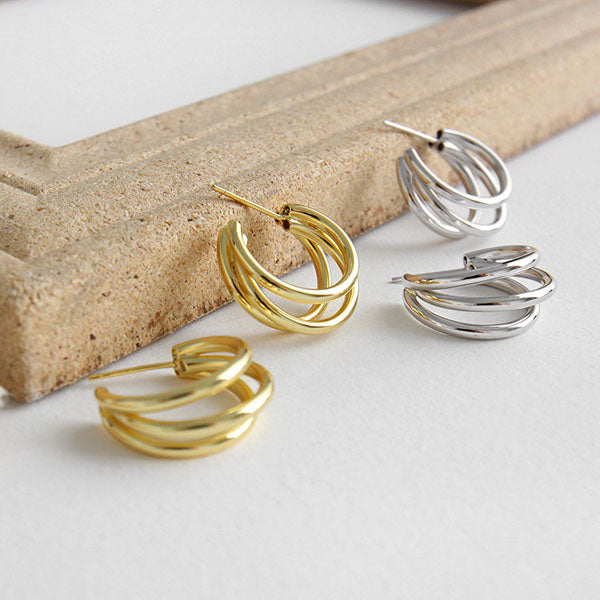 Lissie S925 Silver Triple Hoop Earrings