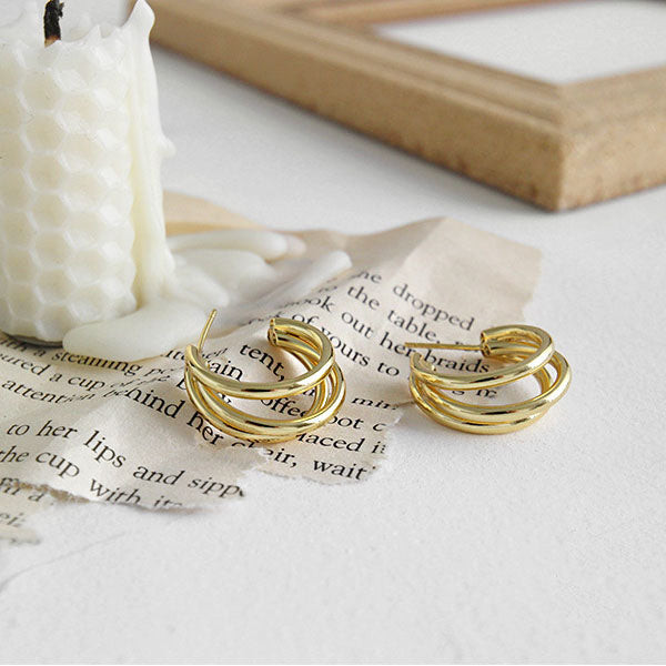 Lissie S925 Silver Triple Hoop Earrings