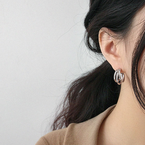 Lissie S925 Silver Triple Hoop Earrings