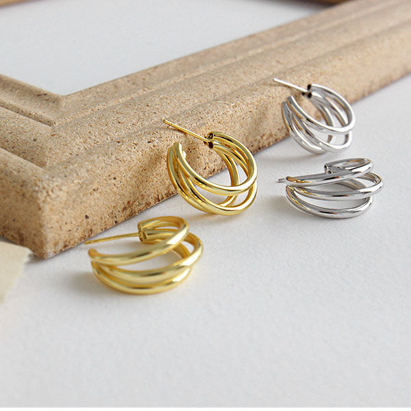 Lissie S925 Silver Triple Hoop Earrings