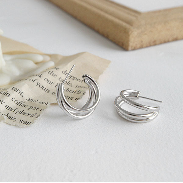Lissie S925 Silver Triple Hoop Earrings